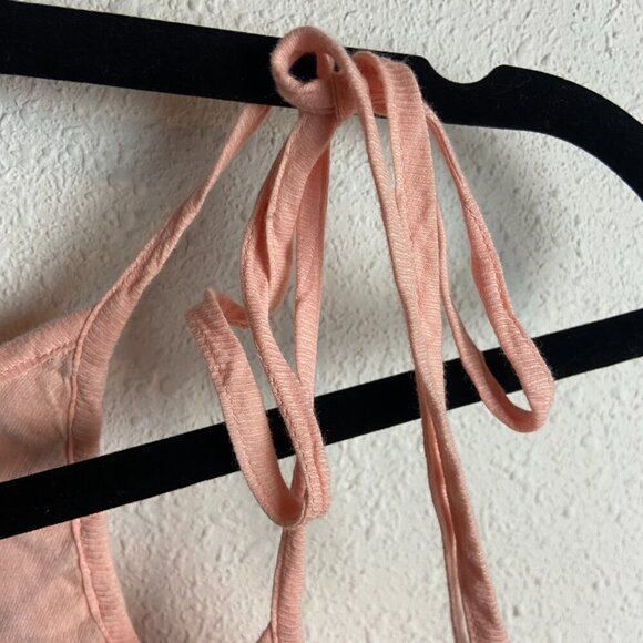 Roxy Size Medium Tie Tank Top Light Pink Black Embroidered Flowy Cotton Beach - Picture 3 of 6